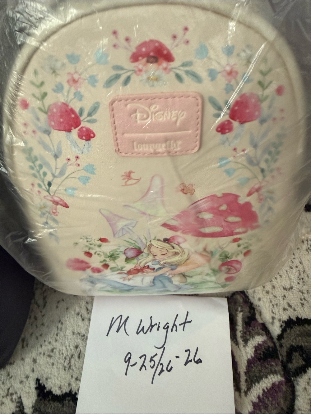 Loungefly Cream and Pink Alice Mushroom Backpack